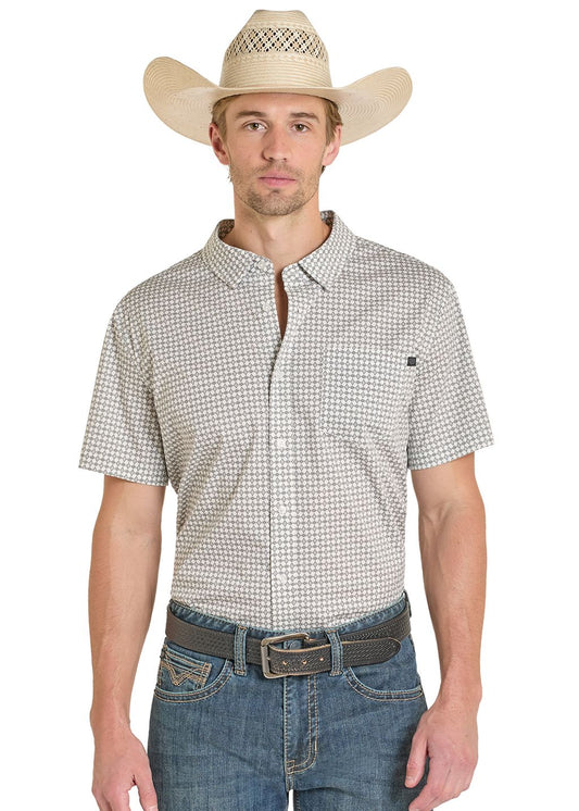 Rock & Roll Mens TEK White Short Sleeve Button BMB3S08402