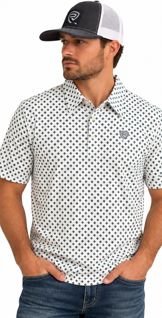 Rock & Roll Denim Men's Micro Geo Natural Print Polo Shirt BM51T10048