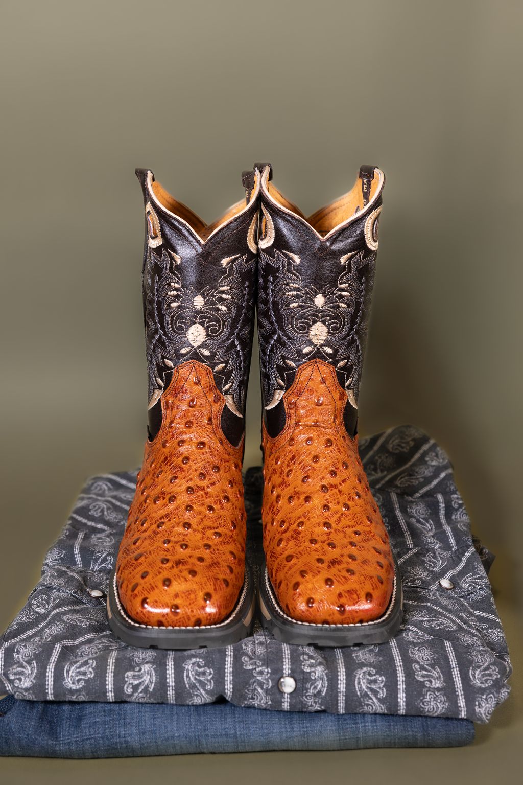 Rouswest Men's Ostrich Print Brandy Work Boots 10984850