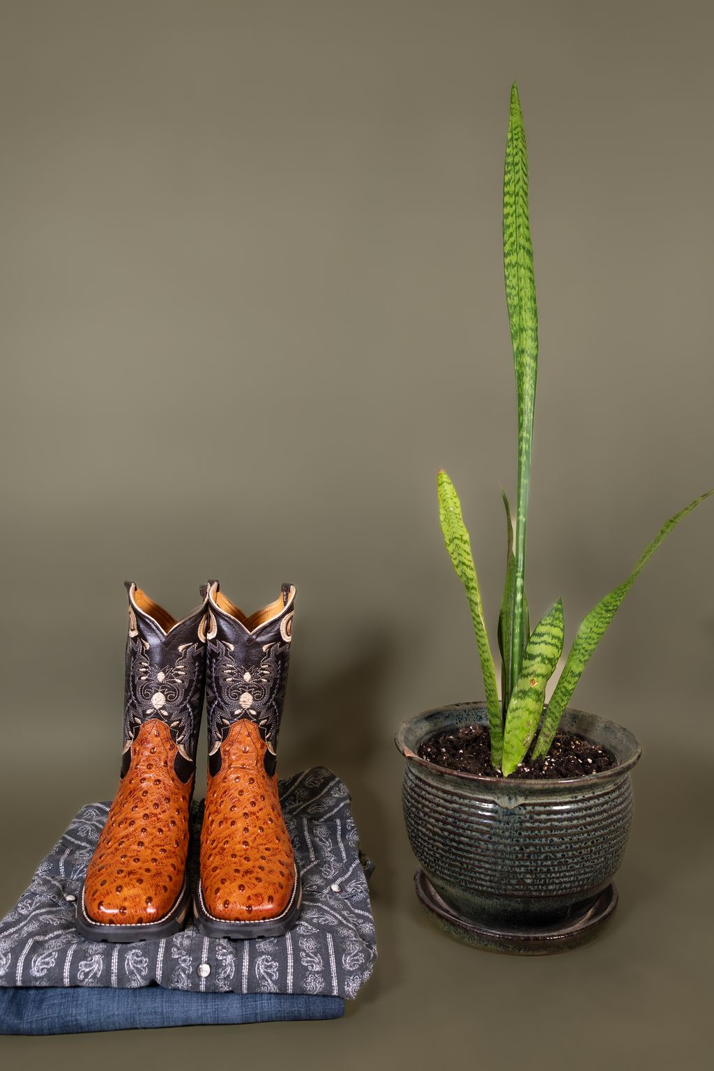 Rouswest Men's Ostrich Print Brandy Work Boots 10984850