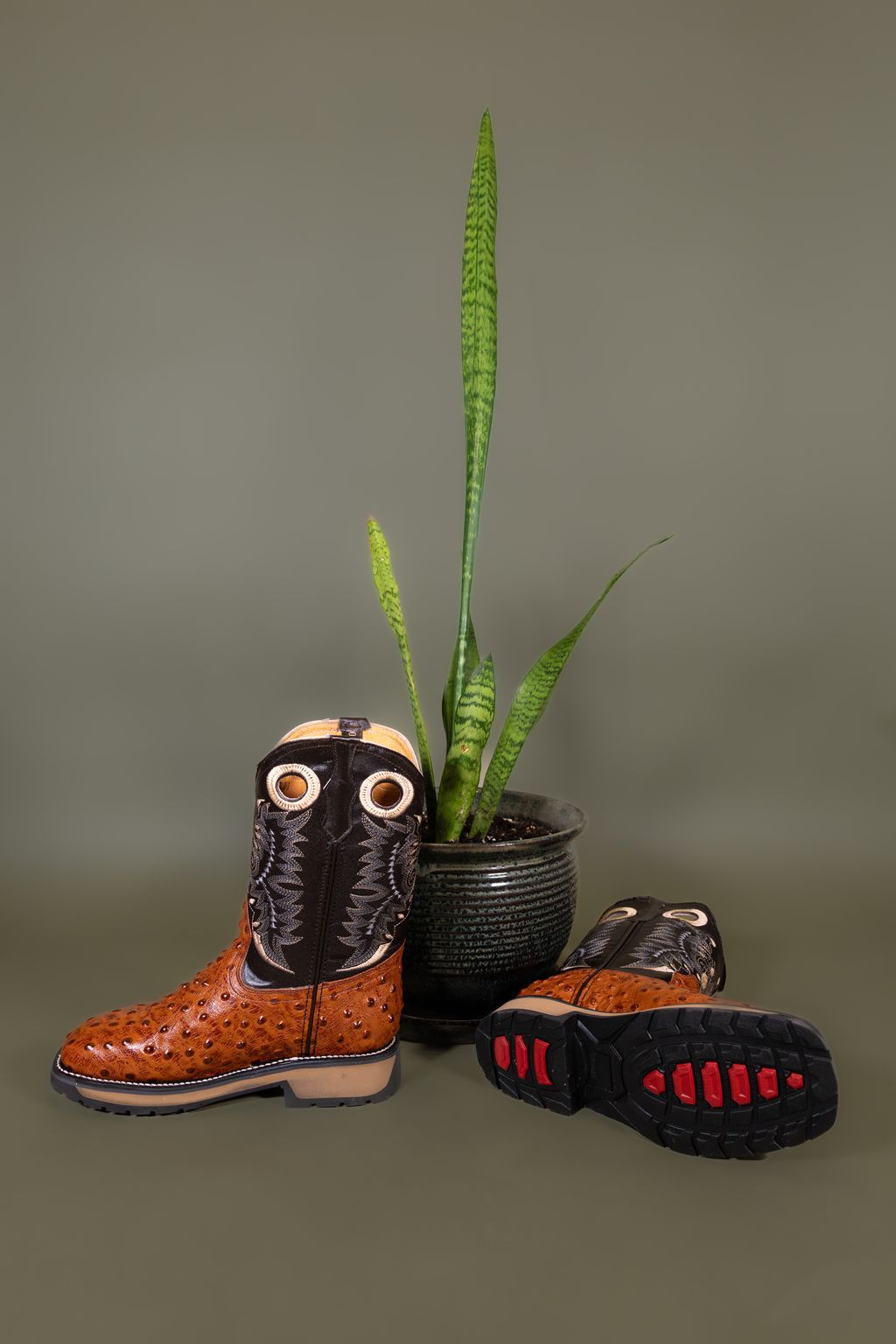 Rouswest Men's Ostrich Print Brandy Work Boots 10984850