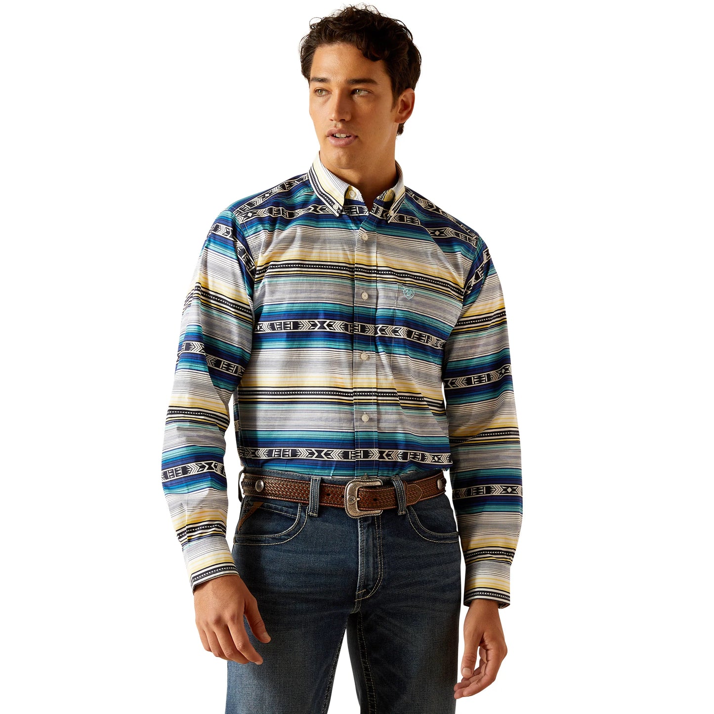 Ariat Mens Fitted Petr FTD LS Shrt Blue 10048385