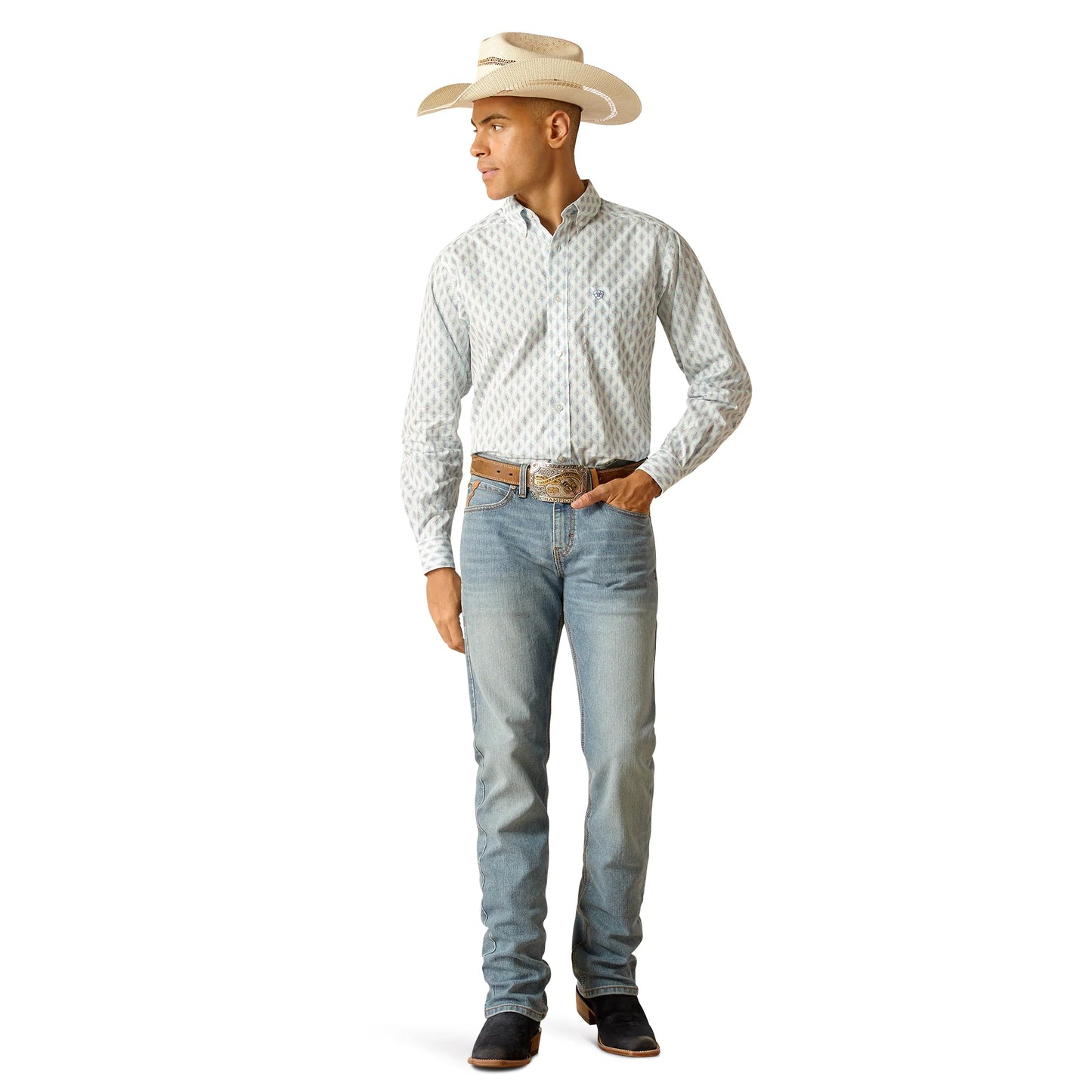 Ariat Mens Fitted Kendrick FTD LS Shrt White 10048409