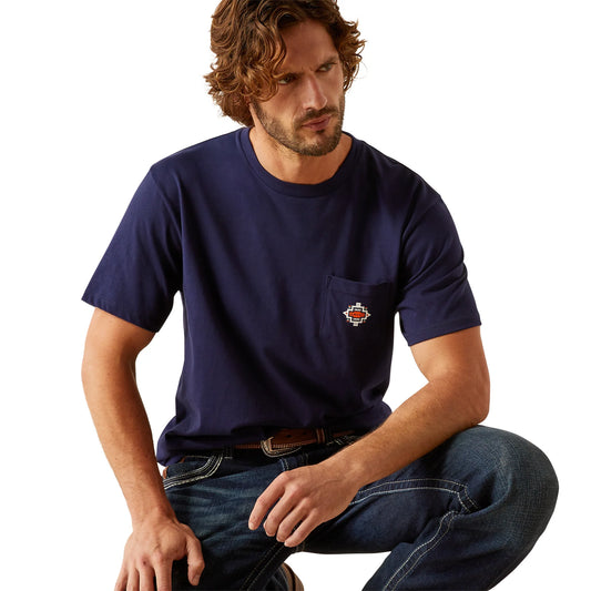 Ariat Mens Southwest Pocket SS Tshrt Classic Blue 10054844