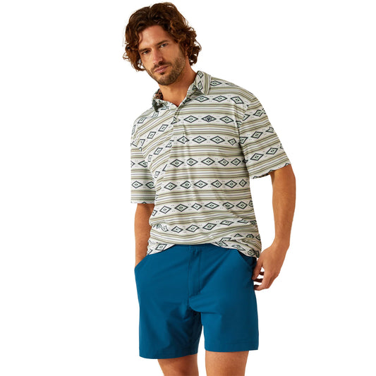 Ariat Mens All Over Print SS Polo White Sarape 10055185