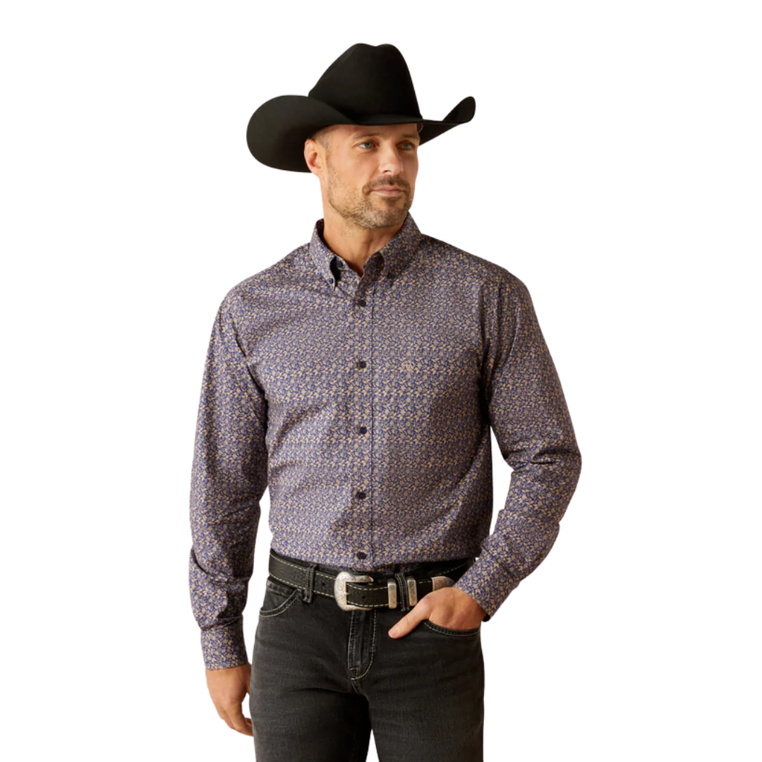 Ariat Mens Fitted Reyes FTD LS Shrt Royal Blue 10052362