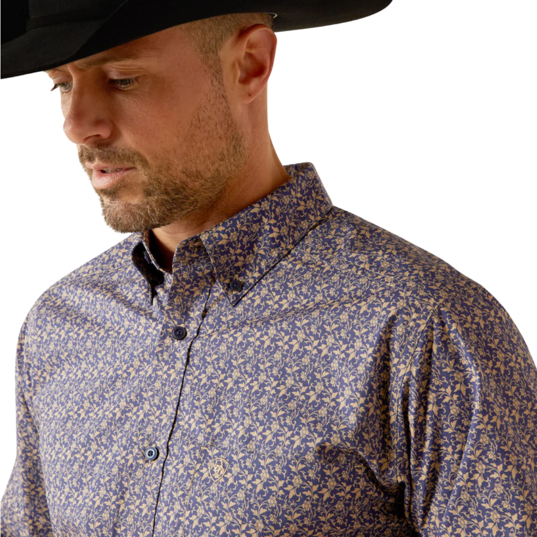 Ariat Mens Fitted Reyes FTD LS Shrt Royal Blue 10052362