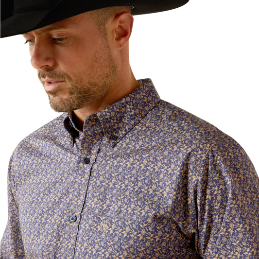 Ariat Mens Fitted Reyes FTD LS Shrt Royal Blue 10052362