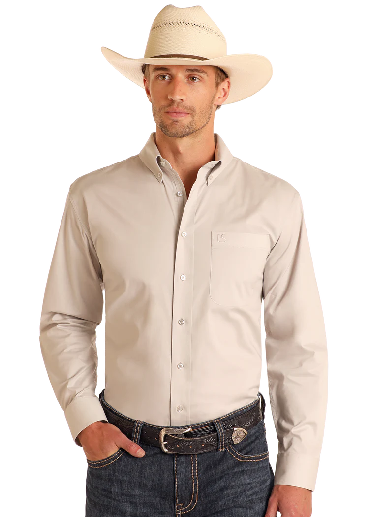 Panhandle Men's Light Grey Long Sleeve Snap Shirt SMB2S06119