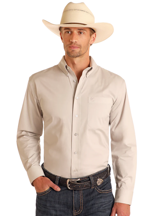 Panhandle Men's Light Grey Long Sleeve Snap Shirt SMB2S06119