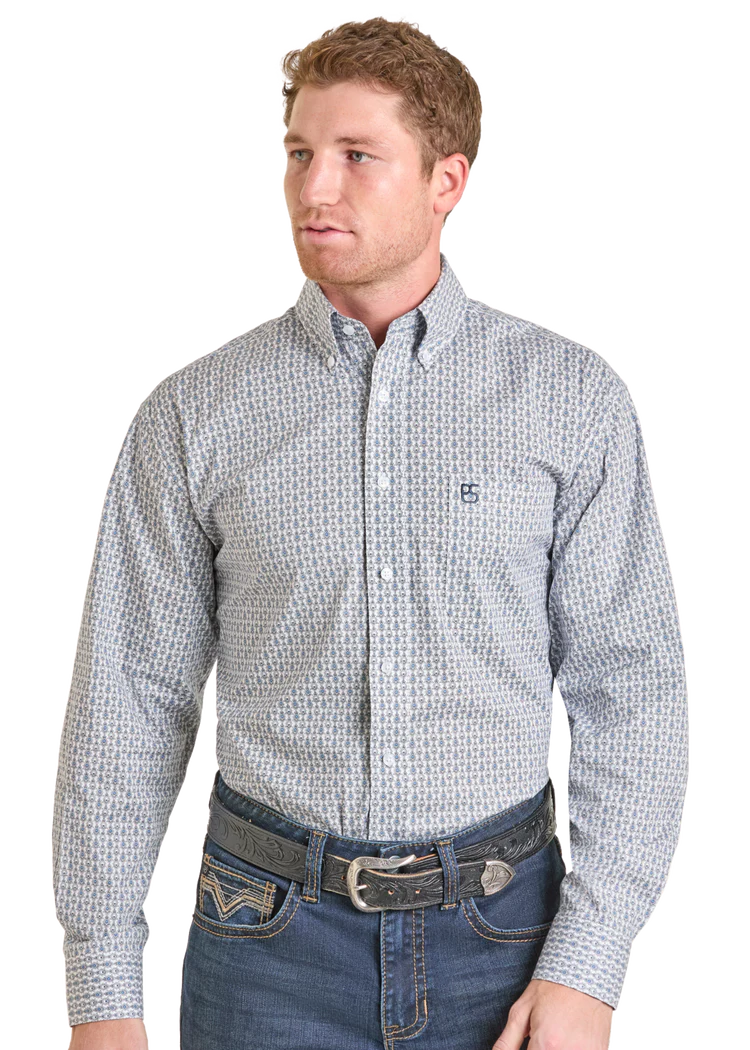 Rough Stock Diamond Geo Long Sleeve Button Down Shirt SMB2S07402