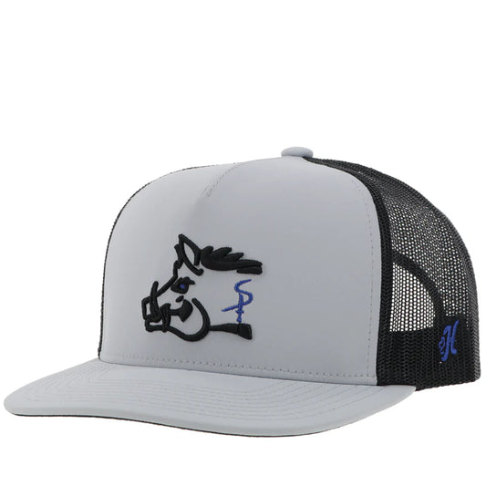 SP002T-GYBK "Sniper Pig" Hat Grey/Black w/Blue Logo