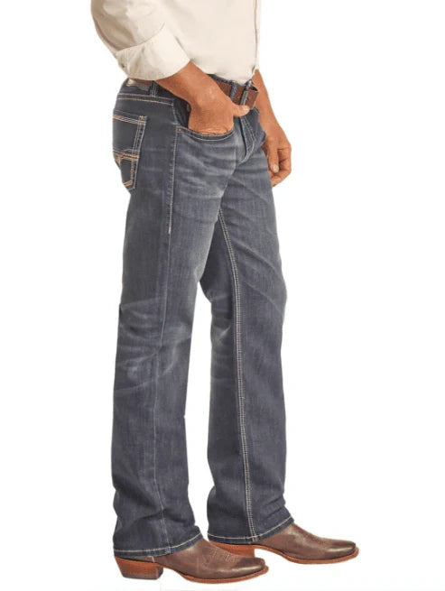 Rock & Roll Men's Pistol Tapered Stackable Boot Cut Jean BMSPD02493