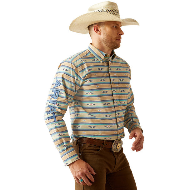 ARIAT TEAM PEER CLASSIC KHAKI BLUE MEN'S SHIRT 10054731