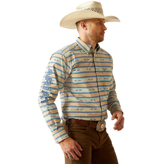 ARIAT TEAM PEER CLASSIC KHAKI BLUE MEN'S SHIRT 10054731