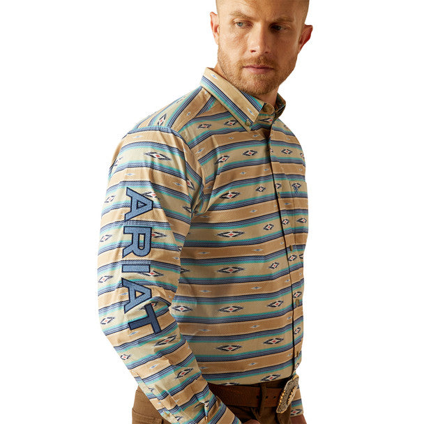 ARIAT TEAM PEER CLASSIC KHAKI BLUE MEN'S SHIRT 10054731
