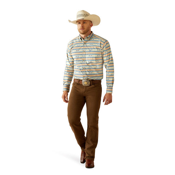 ARIAT TEAM PEER CLASSIC KHAKI BLUE MEN'S SHIRT 10054731