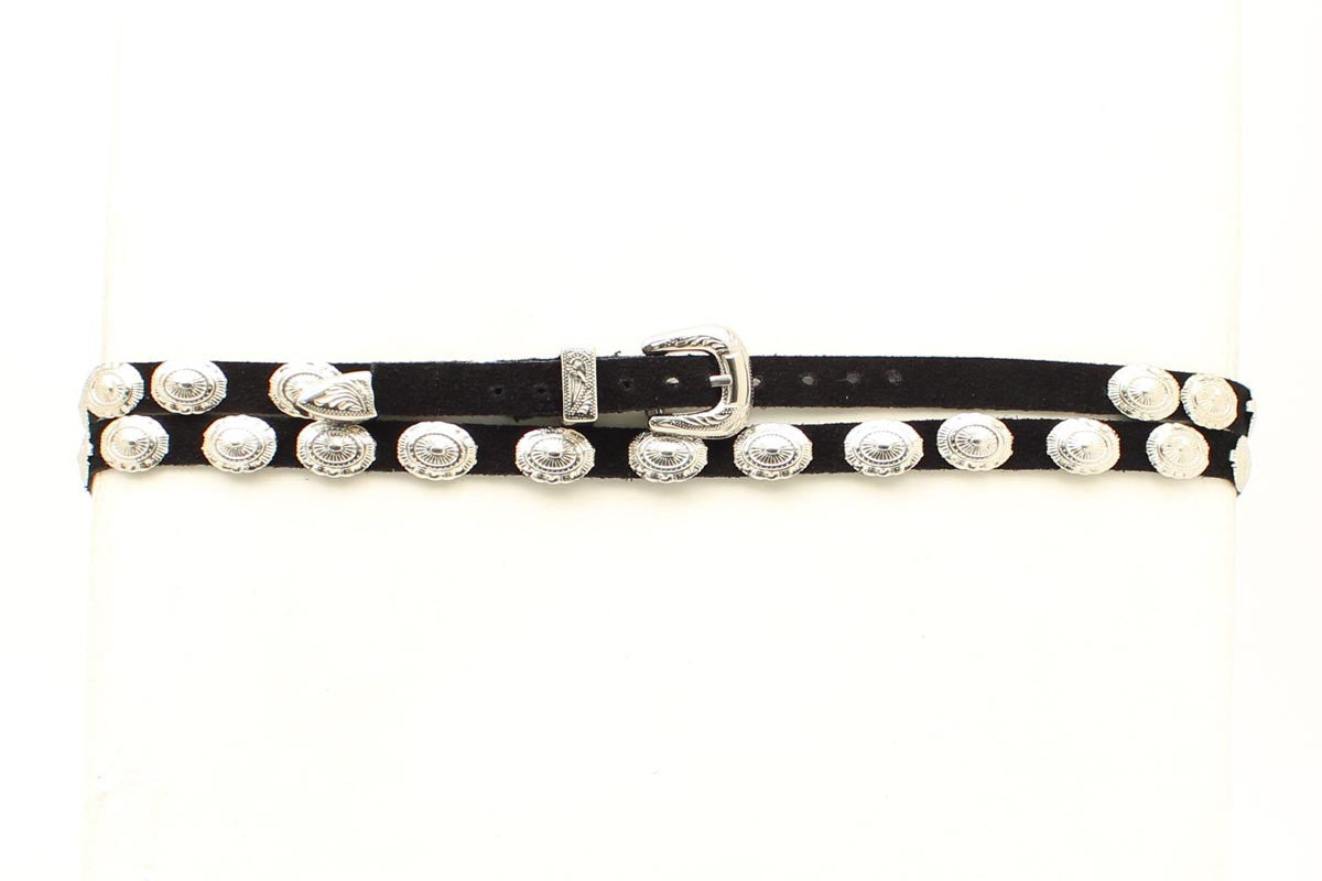 TWISTER HAT BAND BLACK SUEDE W/CONCHOS - 0292401