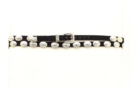 TWISTER HAT BAND BLACK SUEDE W/CONCHOS - 0292401
