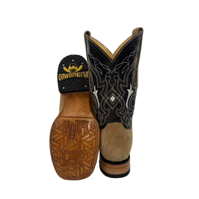 Tan Roughout Square Toe Cowboy Boots 265365