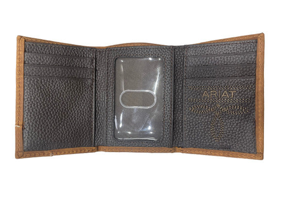 Ariat Men's Brown Distressed USA Flag Tri-Fold Wallet A3545402