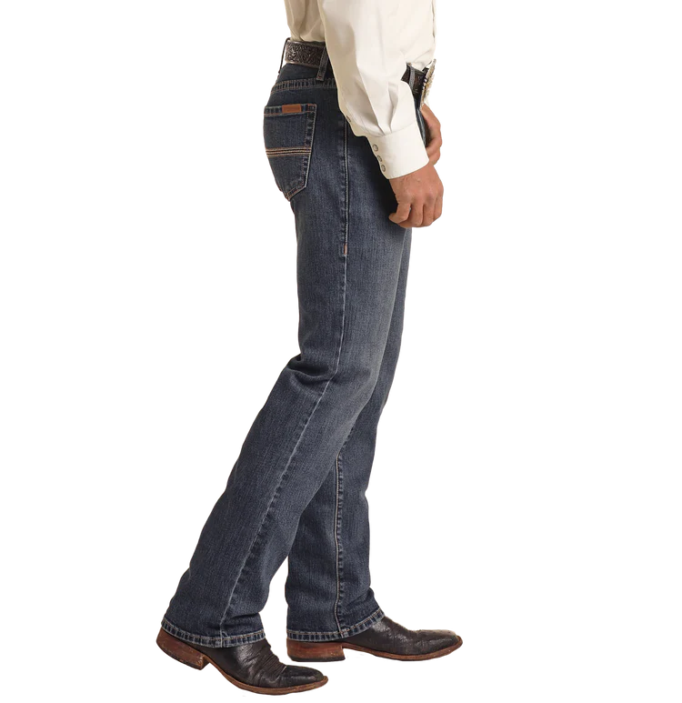 Rock & Roll  Men's  Revolver Slim Fit Straight  Boot  Medium Wash  Jeans VM1RD03716
