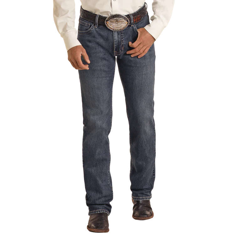 Rock & Roll  Men's  Revolver Slim Fit Straight  Boot  Medium Wash  Jeans VM1RD03716