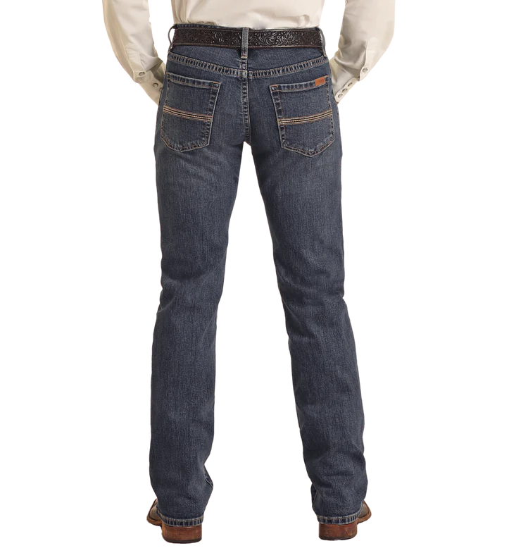 Rock & Roll  Men's  Revolver Slim Fit Straight  Boot  Medium Wash  Jeans VM1RD03716