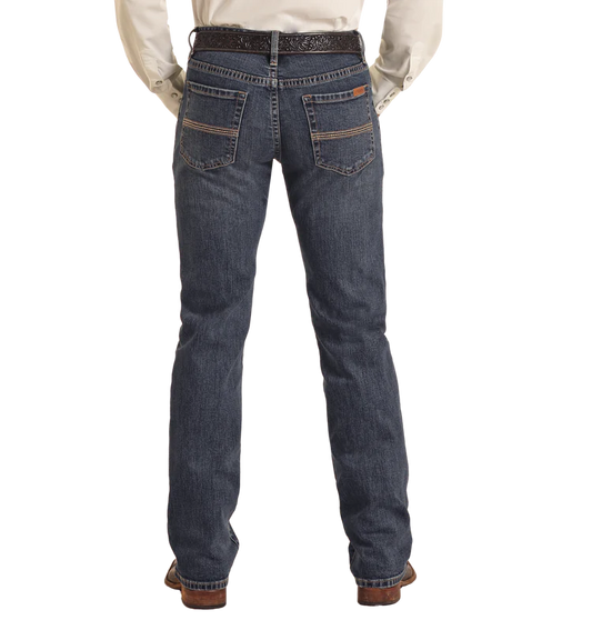 Rock & Roll  Men's  Revolver Slim Fit Straight  Boot  Medium Wash  Jeans VM1RD03716