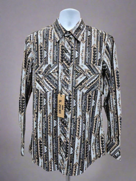 ROCK & ROLL MENS AZTEC VINTAGE TAN SHIRT VMN2S02522