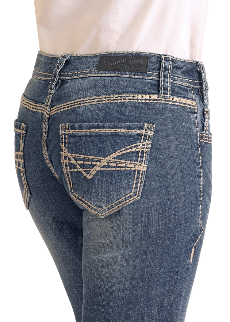 Rock & Roll Women Mid Rise Bootcut Riding Jeans W7-9516