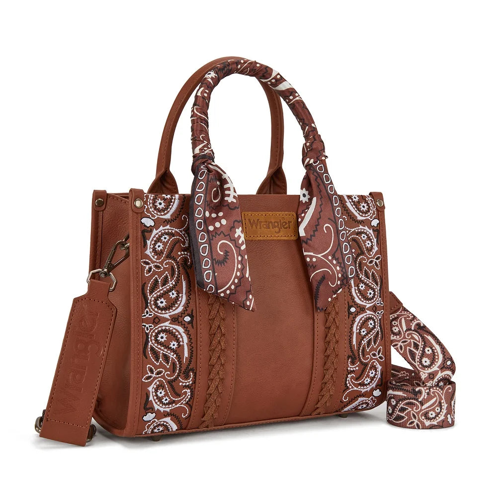 Wrangler Braided Paisley Bandana Tote Bag - Brown WG331-8120SBR
