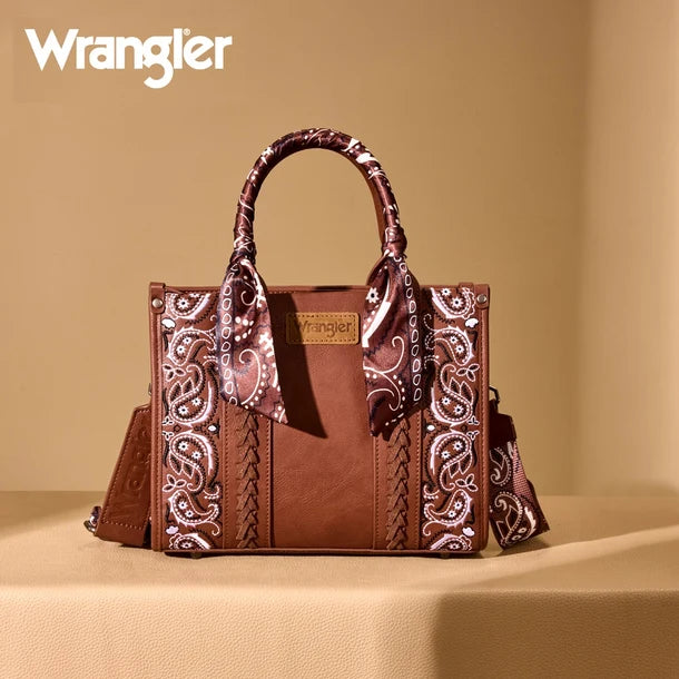 Wrangler Braided Paisley Bandana Tote Bag - Brown WG331-8120SBR