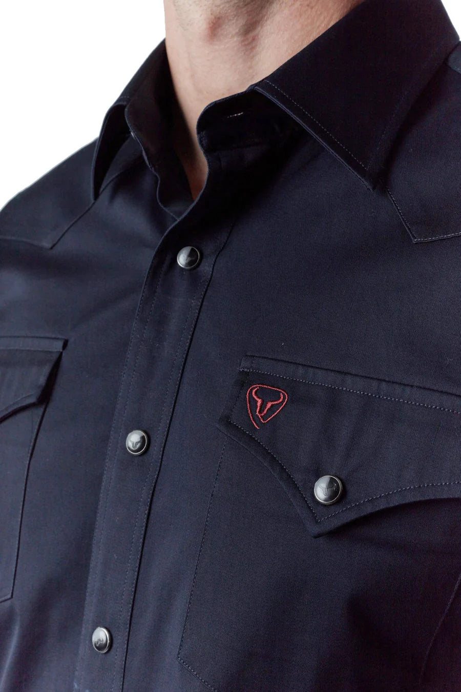 Western Blue Men's Solid Navy Twill Long Sleeve Snap Shirts WL-012