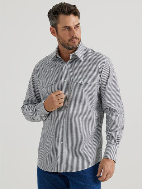 WRANGLER WRINKLE RESIST BLACK STRIPE - MENS SHIRT - 112346245