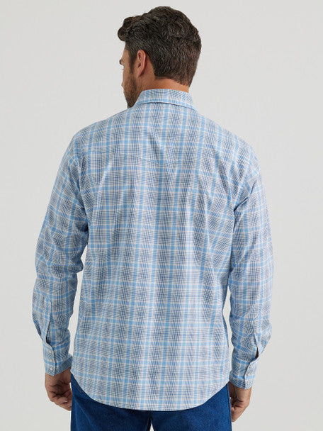 WRANGLER WRINKLE RESIST BLUE PLAID - MENS SHIRT - 112346246