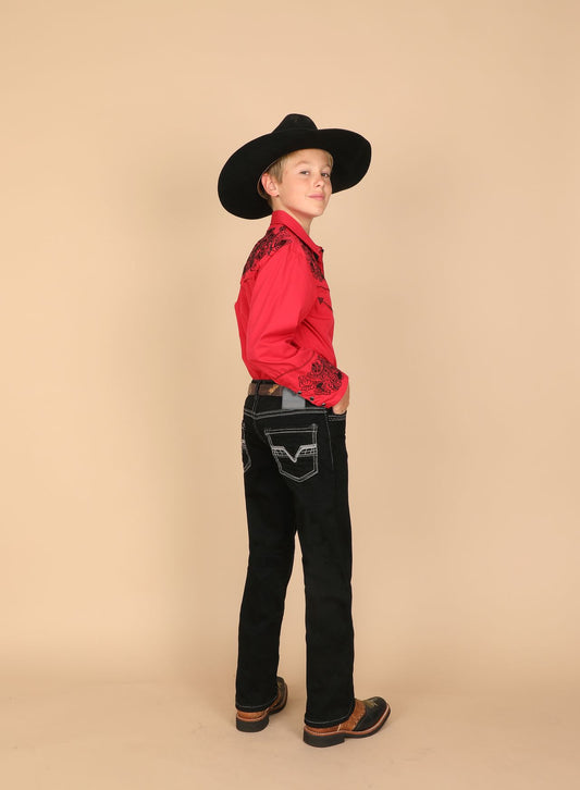 Western Blue Boys’ W475K Jeans – Black (Youth)