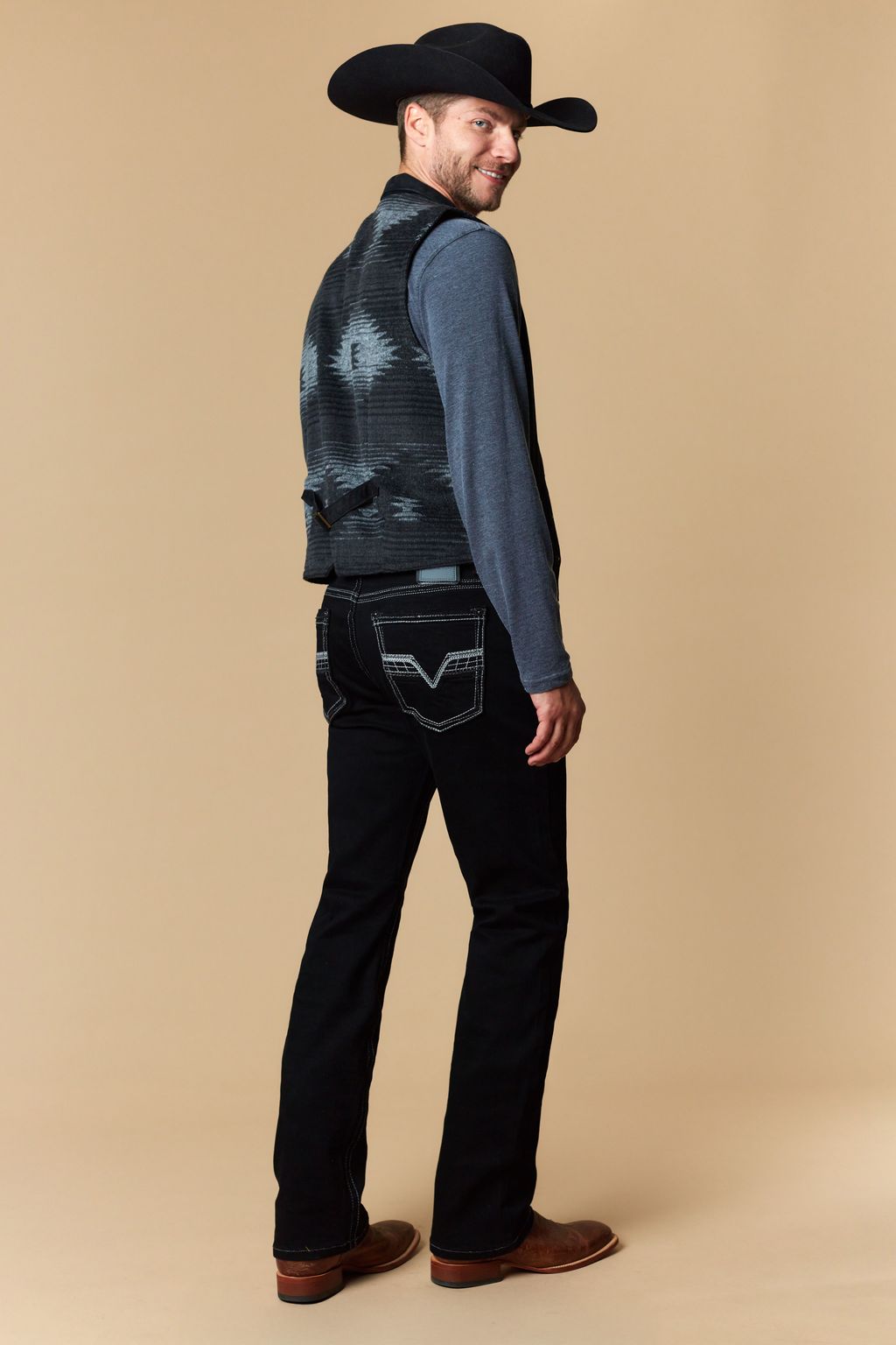 Western Blue Men’s Black Modern Boot Jeans – Style W475