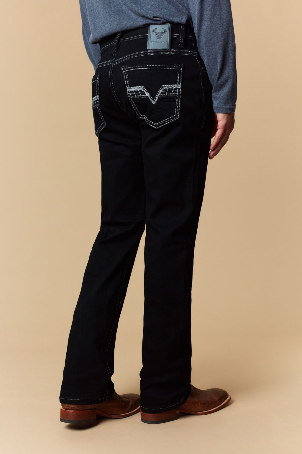 Western Blue Men’s Black Modern Boot Jeans – Style W475