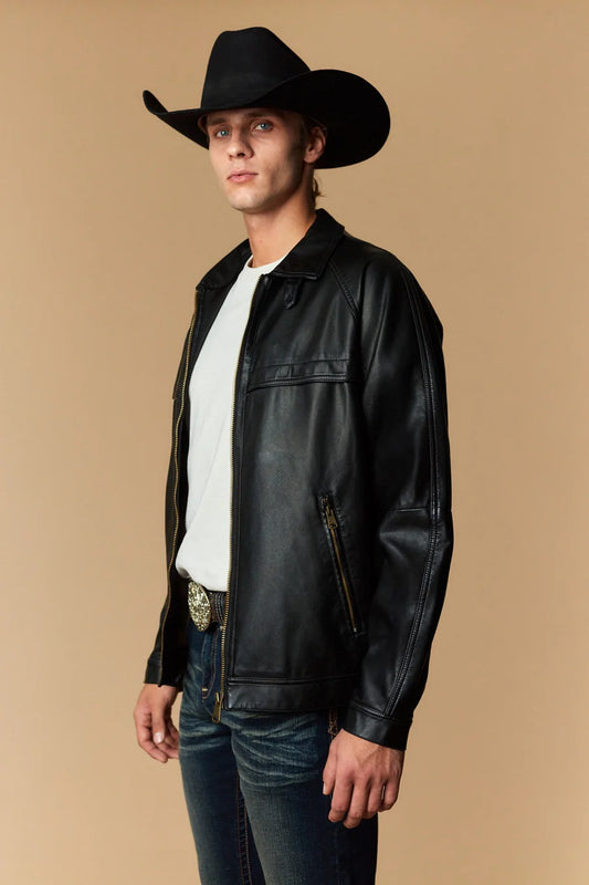 Western Blue Men's Urban Style Faux Leather Jacket WL037