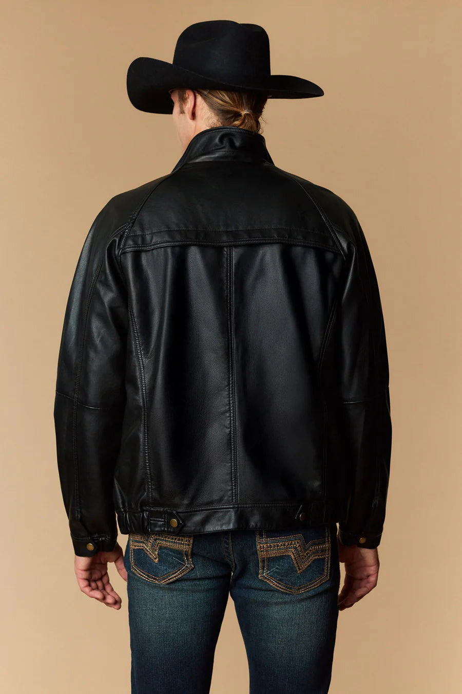 Western Blue Men's Urban Style Faux Leather Jacket WL037