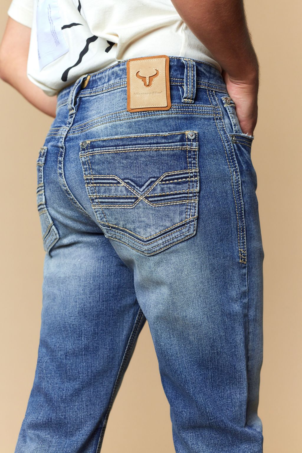 Western Blue Men’s W474 Modern Bootcut Jeans – Soft Blue