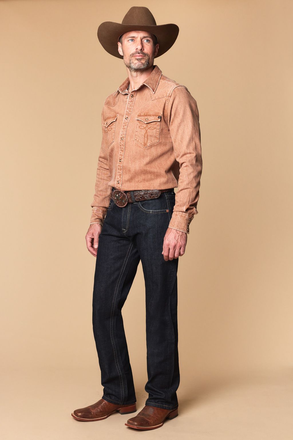 Western Blue Men’s WB-627 Modern Bootcut Jeans – Dark Blue