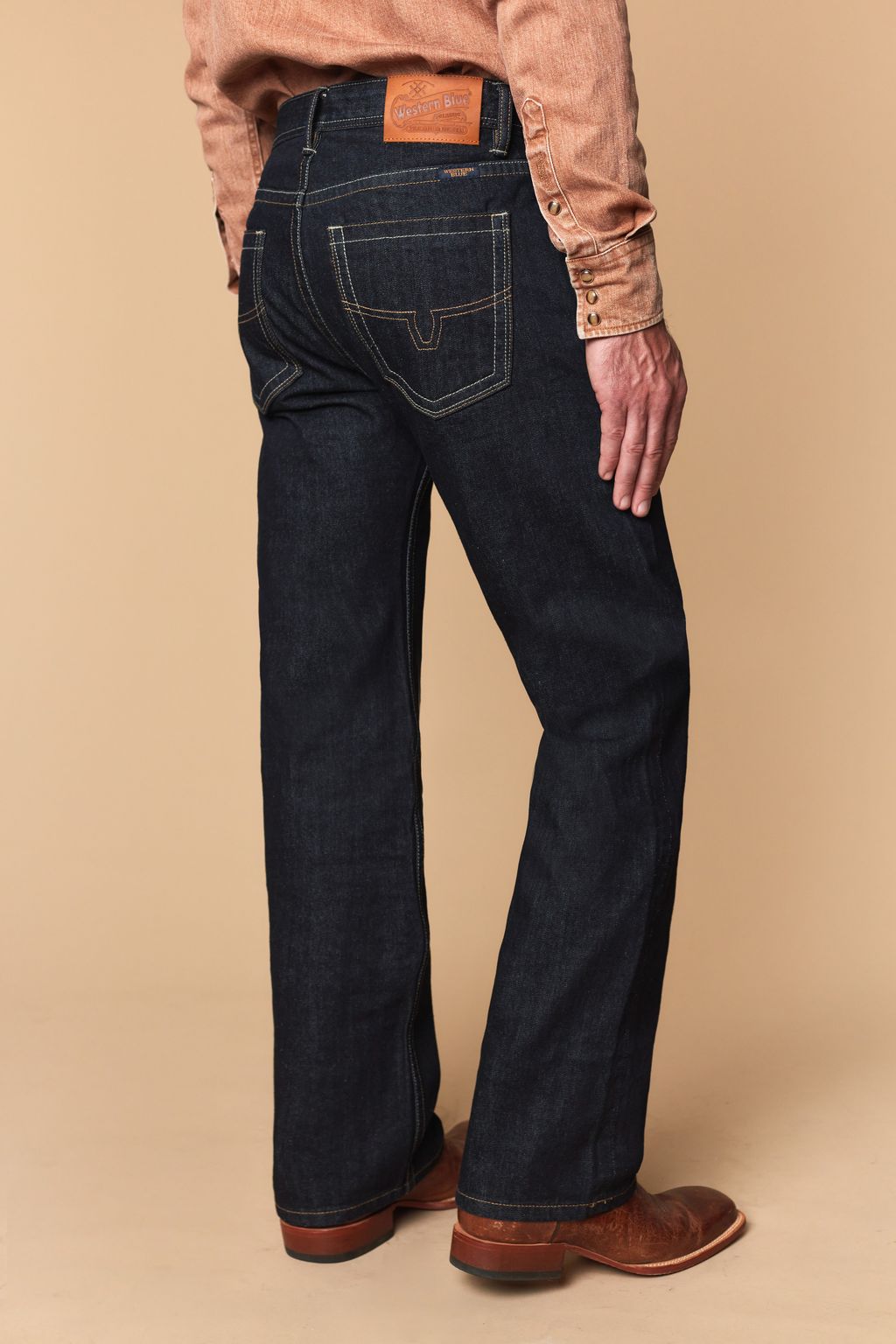 Western Blue Men’s WB-627 Modern Bootcut Jeans – Dark Blue