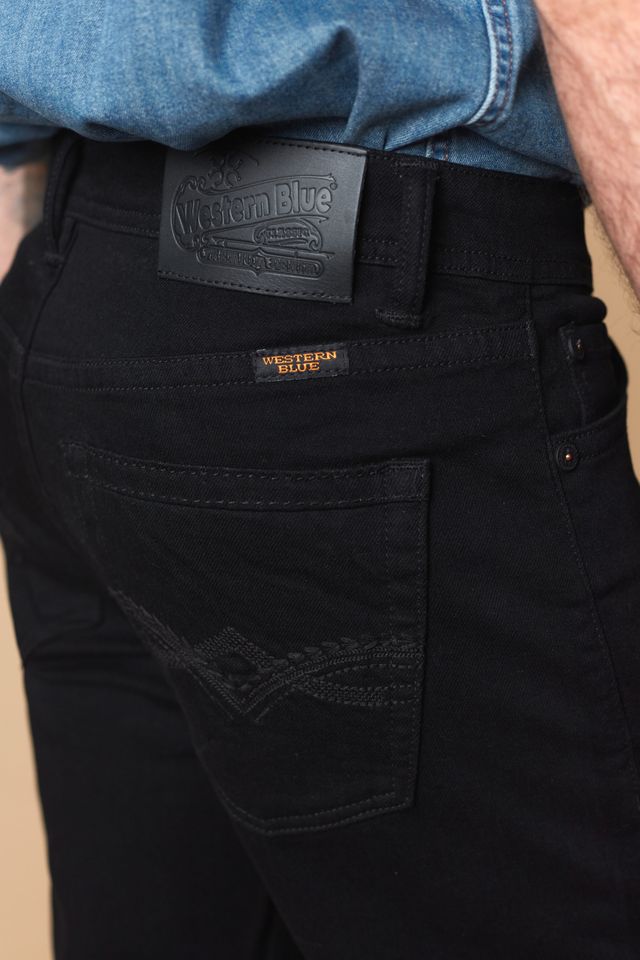 Western Blue Men’s WB-641 Modern Bootcut Jeans – Black