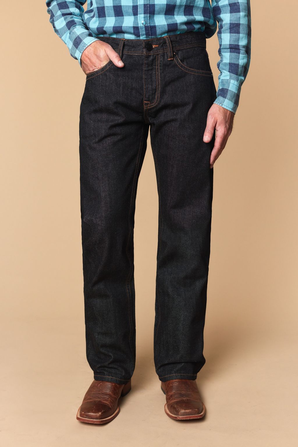 Western Blue Men’s WB-643 Modern Bootcut Jeans – Dark Denim