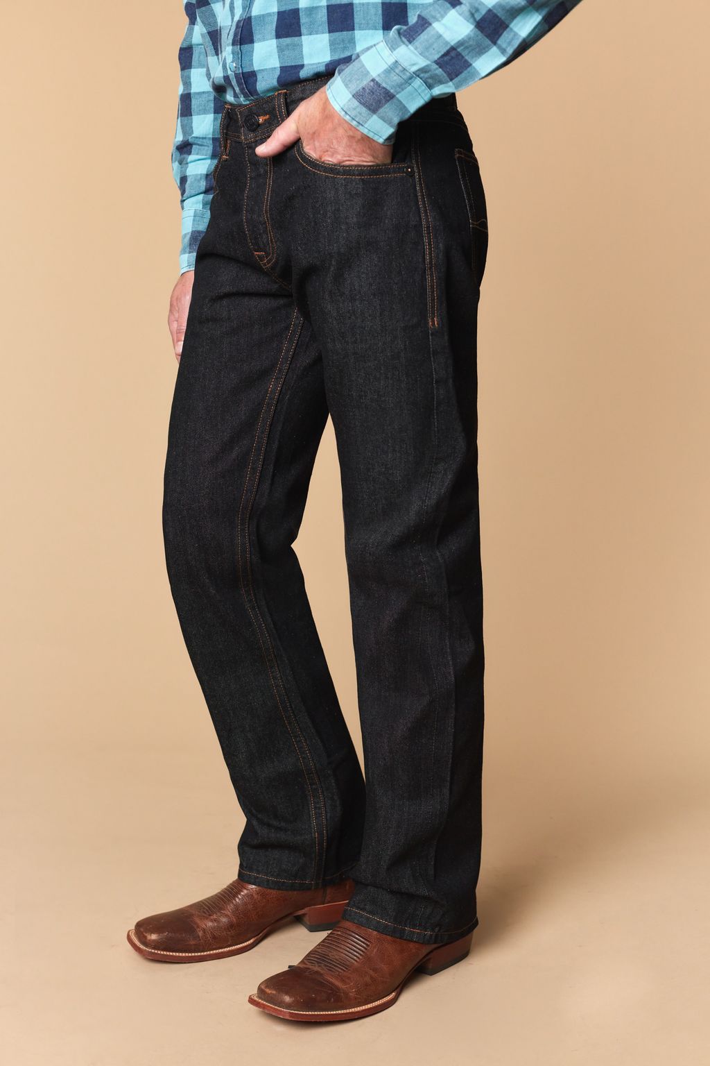 Western Blue Men’s WB-643 Modern Bootcut Jeans – Dark Denim