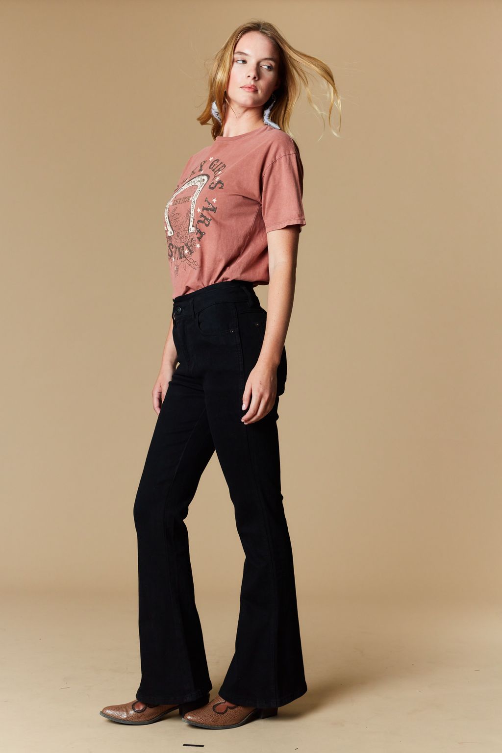 Western Blue Women’s High Rise Black Flare Jeans – Style W2372PF