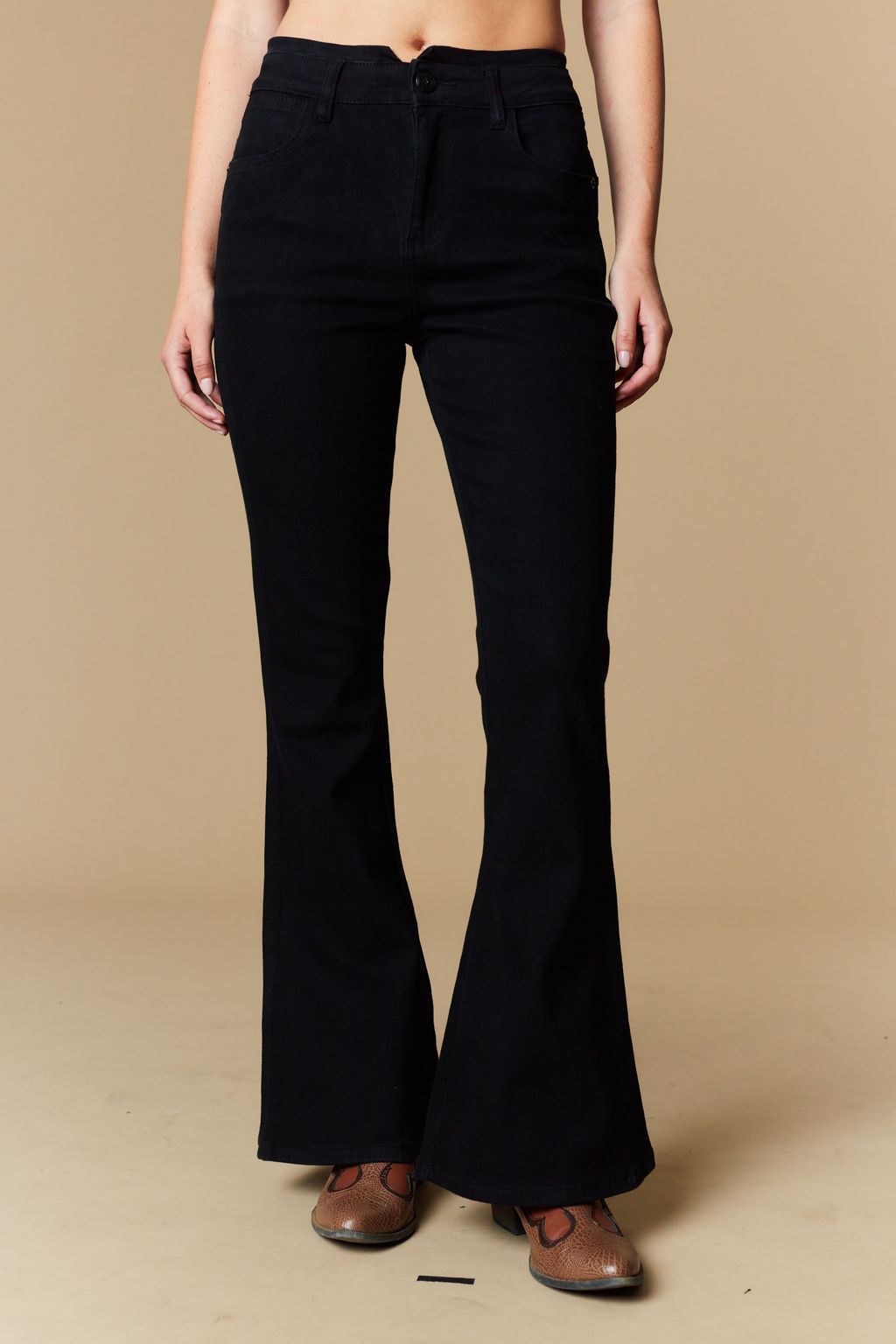 Western Blue Women’s High Rise Black Flare Jeans – Style W2372PF