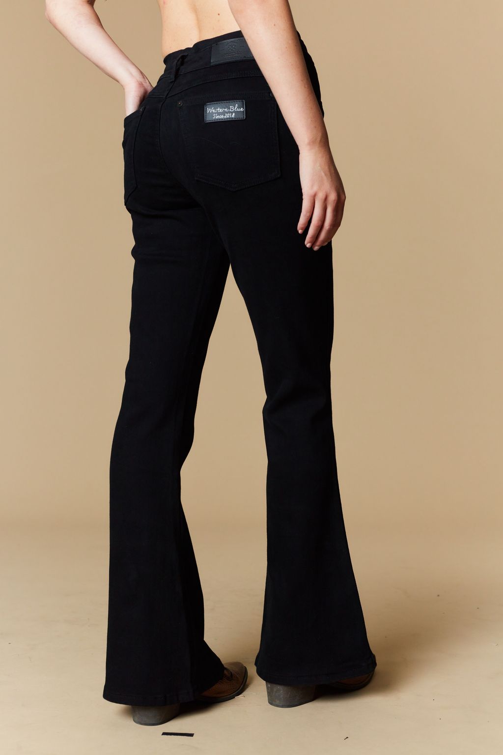 Western Blue Women’s High Rise Black Flare Jeans – Style W2372PF